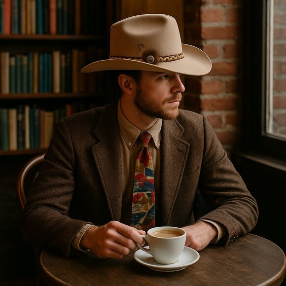 Vintage Charlie 1 Horse “Camelback” Western Hat — Fawn Felt, 3½" Brim - Picture 4 of 13